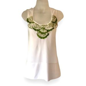 [Anthropologie] Green Appliqué Keyhole Detailed Sleeveless Scoop-Neck